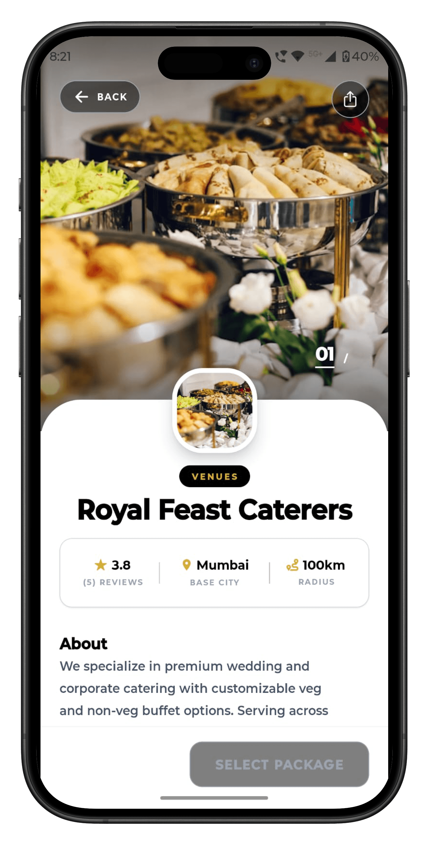 Partylist app - Vendor profile & booking